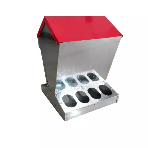Comederos y bebederos para aves de corral de Metal galvanizado, alimentador automático para pollos sin residuos con tapa para LM-126 de granja de pollos al aire libre