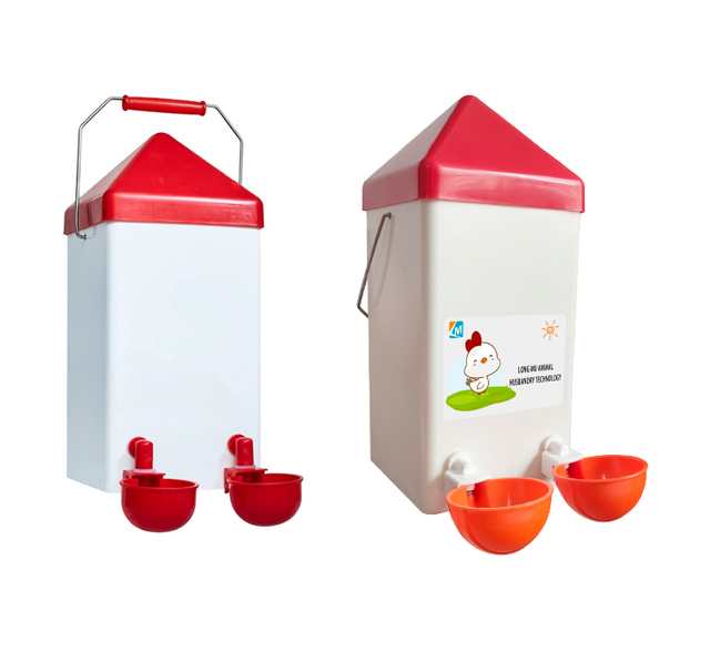 Equipo para aves de corral, bebederos automáticos, bebedero para pollos, cubos para pollos de 1 galón con juego de vasos dobles para bebederos, LM-111 LM-112