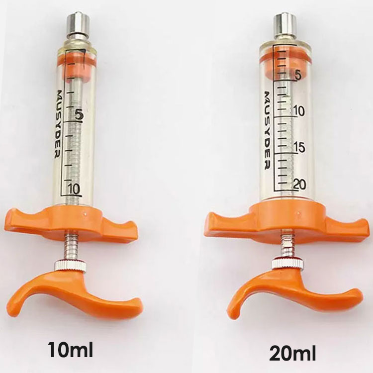 Jeringa veterinaria reciclable ajustable TPX de 10 ml y 20 ml para inyección de animales porcinos