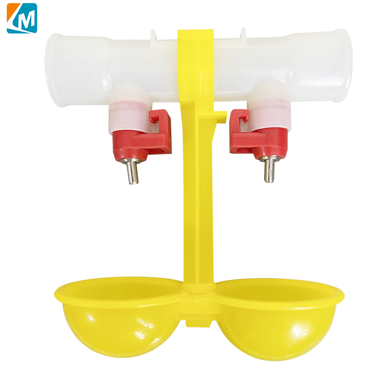 Bebedero de tetina para pollo con taza de goteo doble, taza de goteo de agua colgante para gallinas de capa de pollo, LM-57