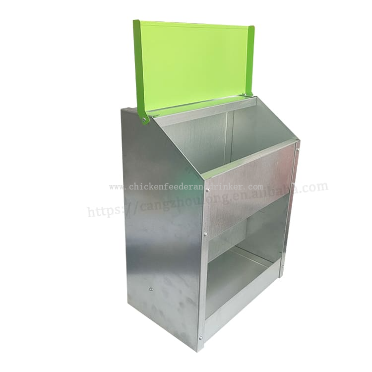 Alimentador de pollos y aves de corral galvanizado de Metal, comederos automáticos personalizados de alta calidad para comida de pollitos al aire libre para granja LM-133