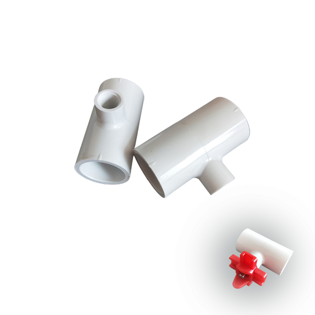 Conector de instalación de tuberías de bricolaje de PVC Camiseta horizontal de PVC para bebederos de agua para pollos y bebederos para aves de corral Sistema de conexiones de tuberías para granjas de pollos LML-08