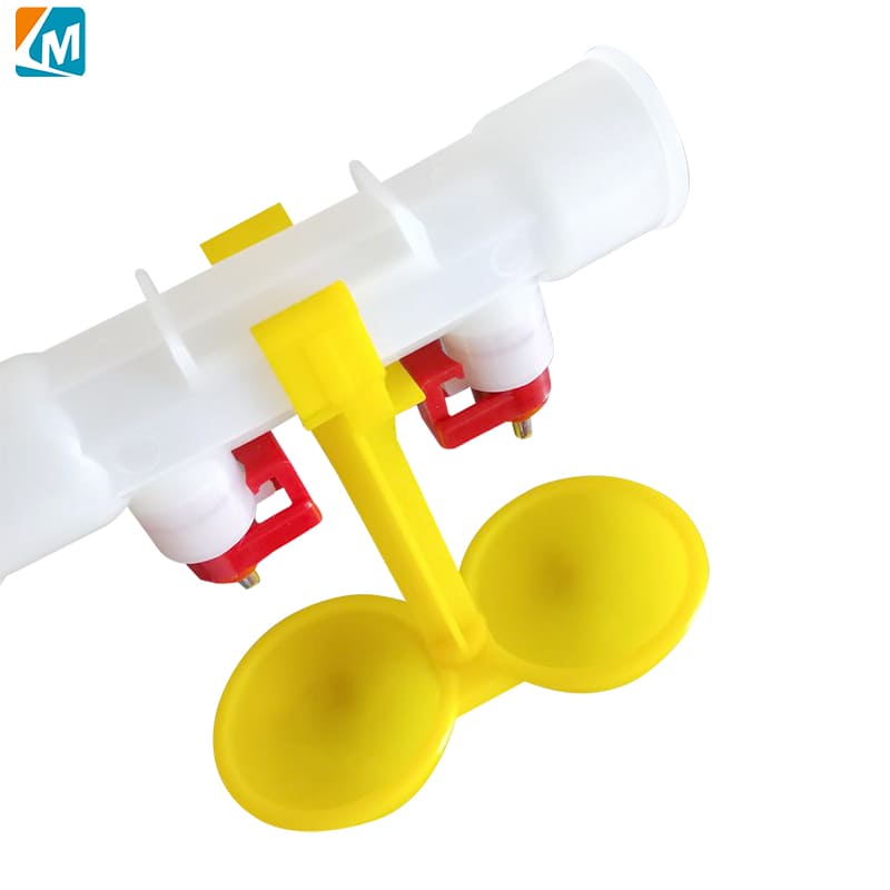 Bebedero de tetina para pollo con taza de goteo doble, taza de goteo de agua colgante para gallinas de capa de pollo, LM-57