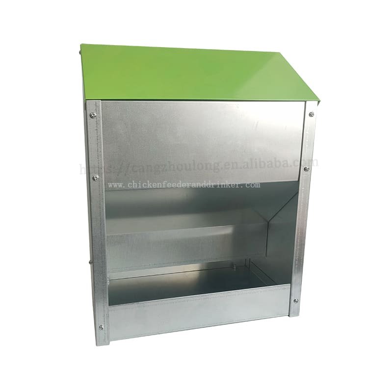 Alimentador de pollos y aves de corral galvanizado de Metal, comederos automáticos personalizados de alta calidad para comida de pollitos al aire libre para granja LM-133