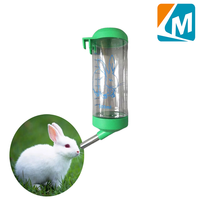 Botella de agua para mascotas, botella para beber agua colgante para conejos, sin goteo, fuente pequeña para mascotas, alimentador de agua automático, sistema de riego para conejos LMR-21