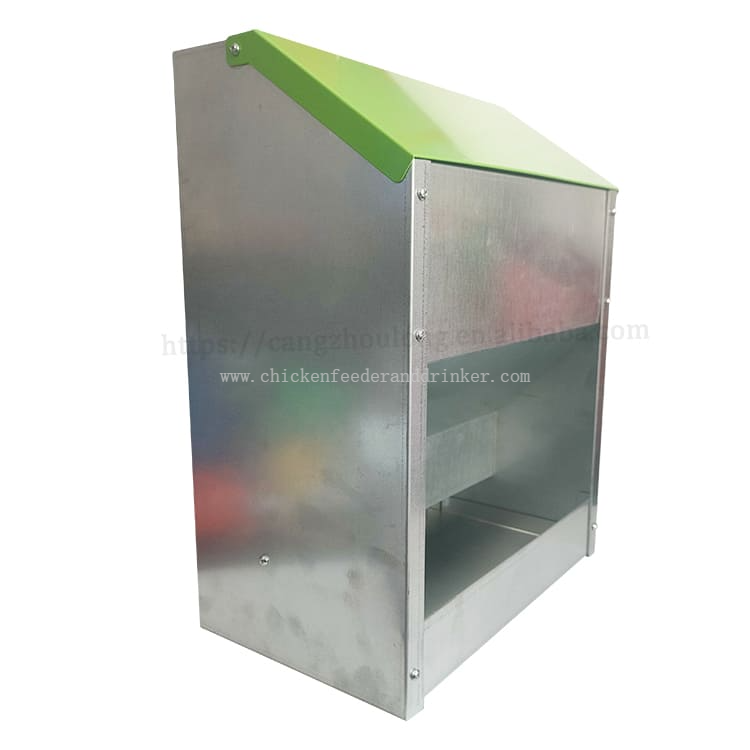 Alimentador de pollos y aves de corral galvanizado de Metal, comederos automáticos personalizados de alta calidad para comida de pollitos al aire libre para granja LM-133
