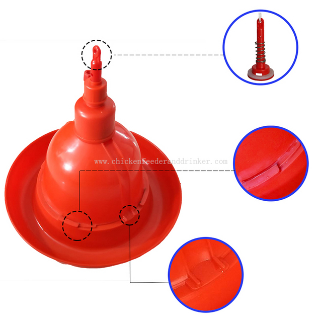 Nuevo diseño, duradero, ahorro de espacio, bebedero automático para aves de corral Plasson Bell para pollos LM-69