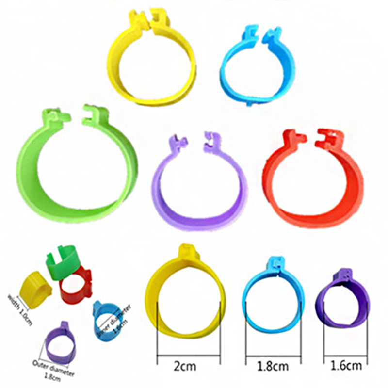 Anillos ajustables para patas de pollo, anillos de tobillo de pollo con clip multicolor, anillos para patas de pollo para aves de corral, patos, pollitos, palomas de Guinea, ganso, aves de juego LMA-09