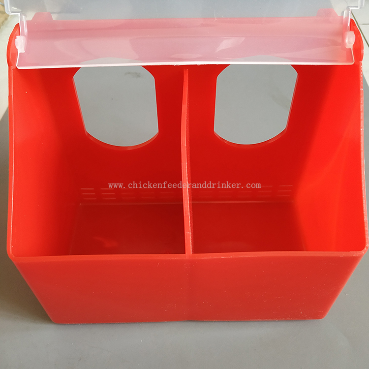 Alimentador de aves de corral, alimentador de aves de corral, doble taza, PP, dos agujeros, para alimentación en jaula, LMB-07